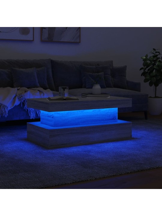 Kafijas galdiņš ar led, pelēka koka, 90x50x40 cm