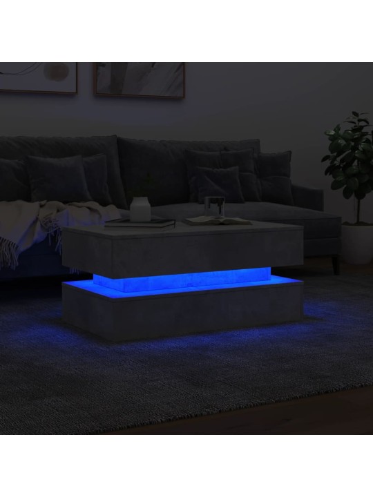 Kafijas galdiņš ar led, betona pelēks, 90x50x40 cm