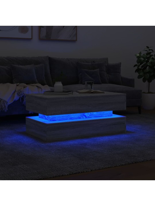 Kafijas galdiņš ar led, pelēka koka, 90x50x40 cm