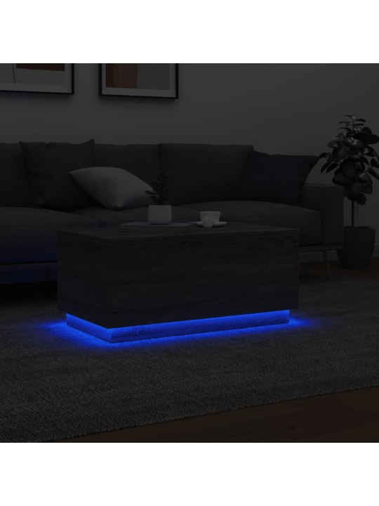 Kafijas galdiņš ar led, pelēka koka, 90x50x40 cm