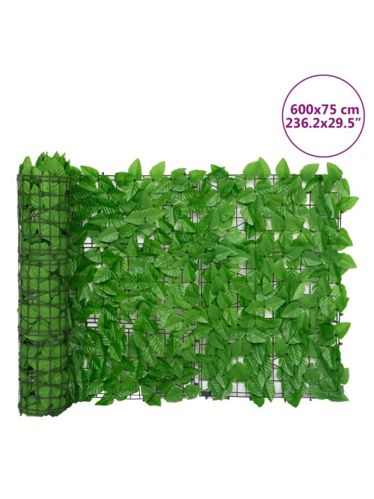Balkona aizslietnis ar zaļām lapām, 600x75 cm