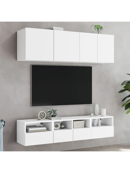 5-daļīgs TV skapīšu komplekts, balts, inženierijas koks