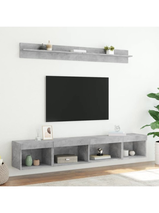 5-daļīgs tv skapīšu komplekts ar led, betona pelēks