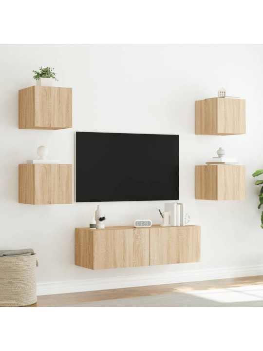 Tv sienas skapīši ar led, 5 gab., koka krāsa
