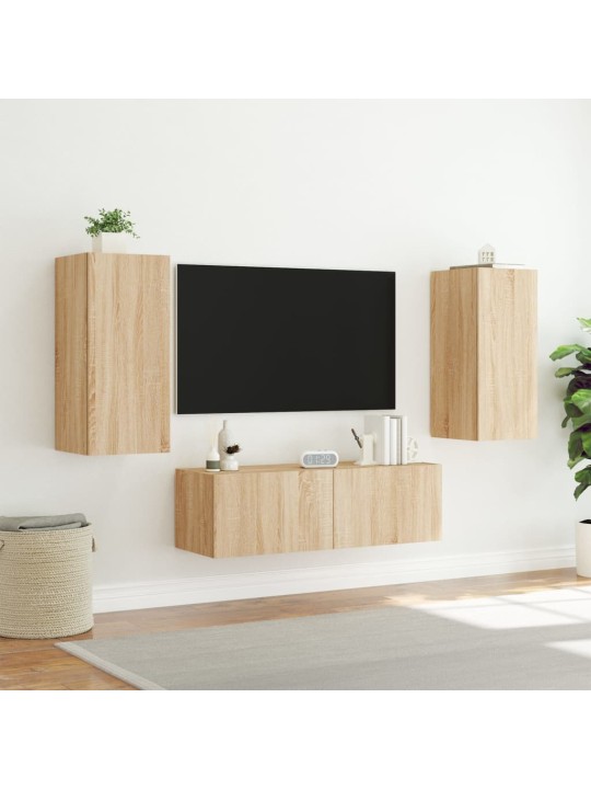 Tv sienas skapīši ar led, 3 gab., koka krāsa