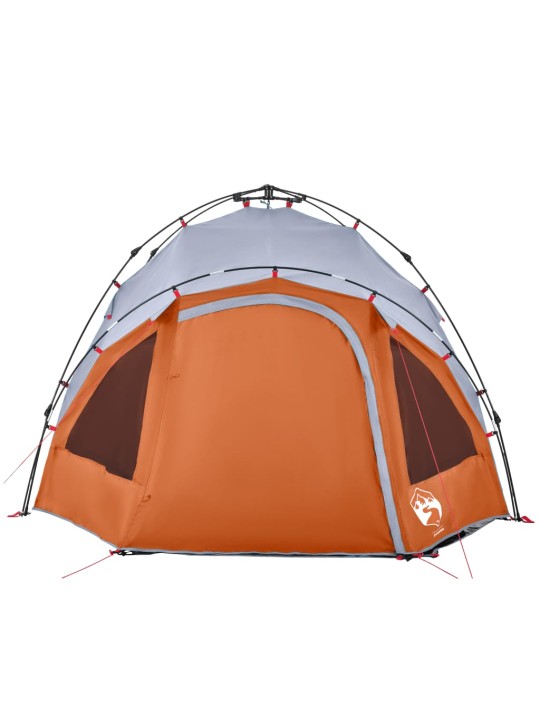 Kempinga telts 3 personām, kupola forma, pelēka, oranža