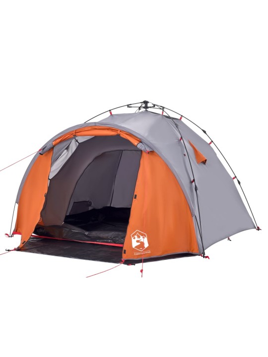 Kempinga telts 3 personām, kupola forma, pelēka, oranža