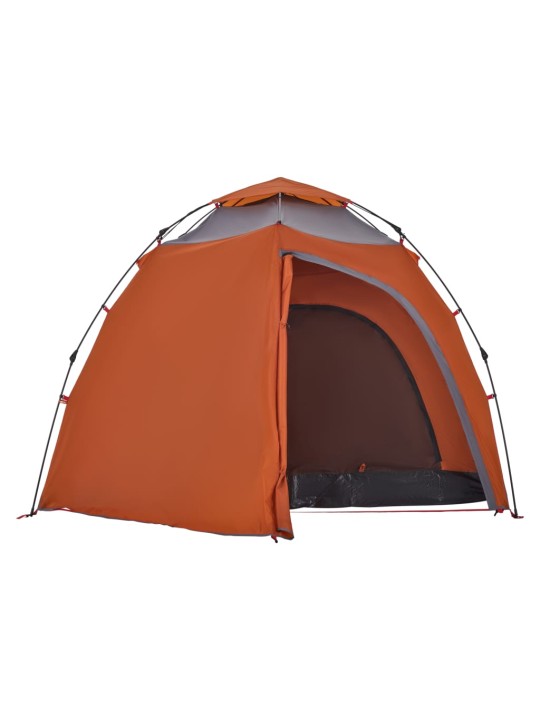 Kempinga telts 4 personām, kupola forma, pelēka, oranža