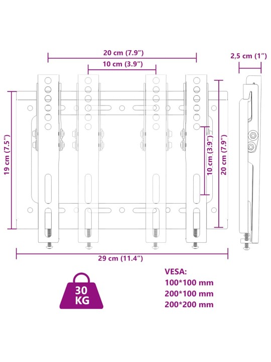Tv statīvs 14-42 collu ekrānam, vesa 200x200 mm, 30 kg