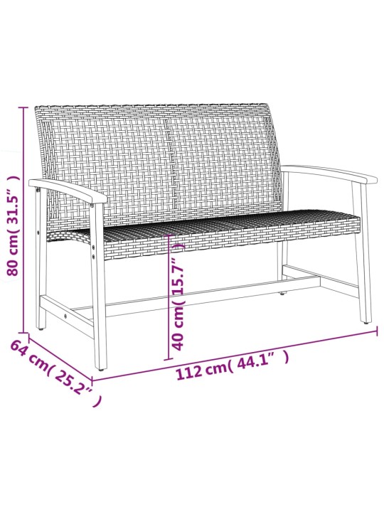 Dārza sols, 112 cm, bēša pe rotangpalma, akācijas masīvkoks