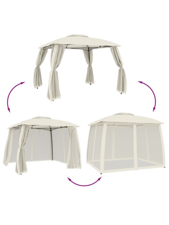 Dārza nojume, dubults jumts, sienas, 2,93x2,93 m, tērauds, bēša