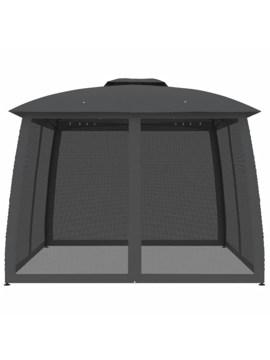 Dārza nojume, dubults jumts, sienas, 2,93x2,93m tērauds, pelēka