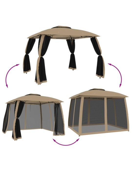 Dārza nojume, dubults jumts, sienas, 2,93x2,93 m, tērauds