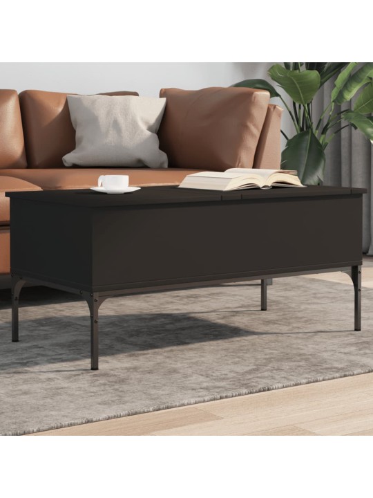 Kafijas galdiņš, melns, 100x50x45 cm, inženierijas koks, metāls