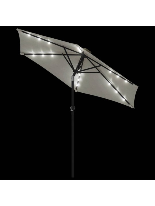 Dārza saulessargs ar led, tērauda kāts, balts, 225x225x212 cm