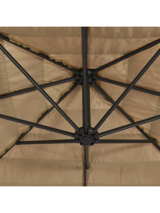 Dārza saulessargs ar tērauda stabu, brūns, 223x223x213 cm