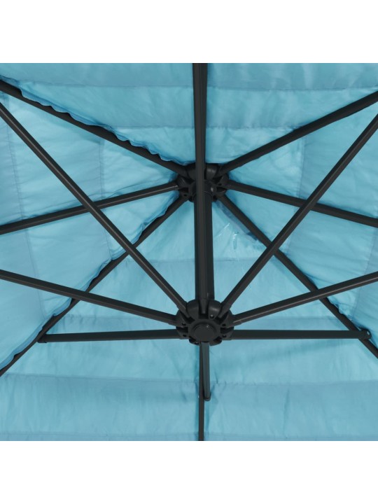 Dārza saulessargs ar tērauda stabu, zils, 223x223x213 cm
