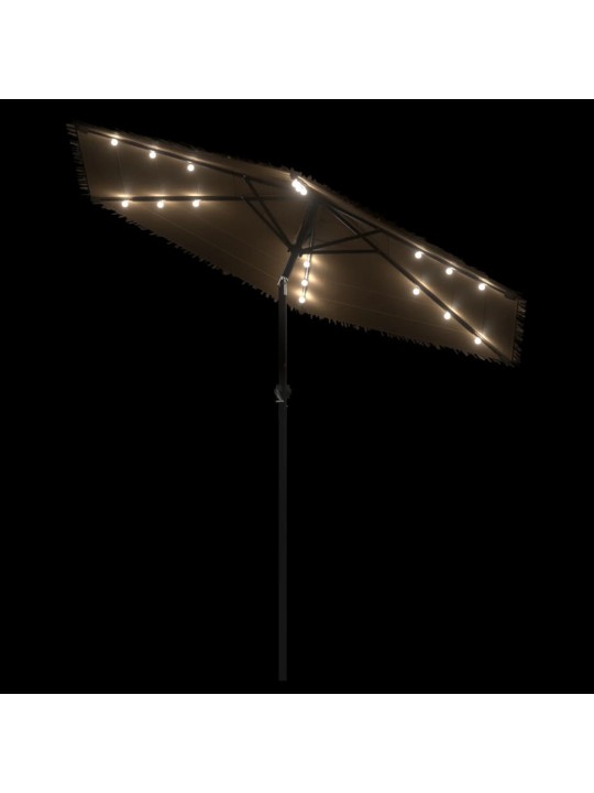 Dārza saulessargs ar led un tērauda stabu, brūns, 223x223x213cm
