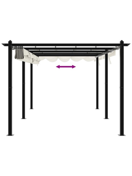 Dārza nojume ar izvelkamu jumtu, 3x6 m, krēmkrāsas