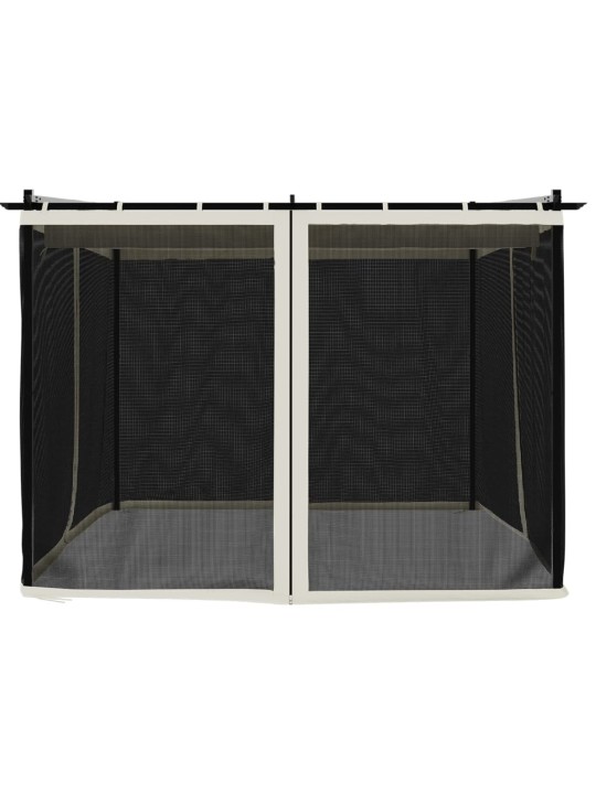 Dārza nojume ar tīkla sienām, 3x3 m, tērauds, krēmkrāsas