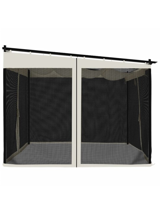 Dārza nojume ar tīkla sienām, 3x3 m, tērauds, krēmkrāsas