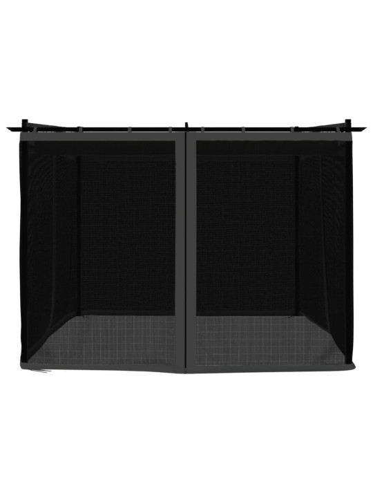 Dārza nojume ar tīkla sienām, 3x3 m, tērauds, antracītpelēka