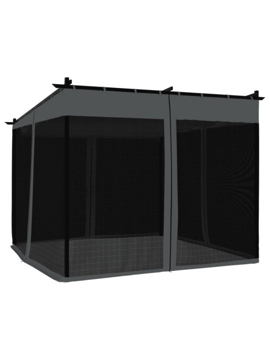 Dārza nojume ar tīkla sienām, 3x3 m, tērauds, antracītpelēka
