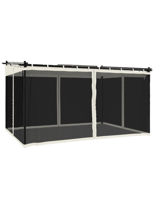 Dārza nojume ar tīkla sienām, 4x3 m, tērauds, krēmkrāsas