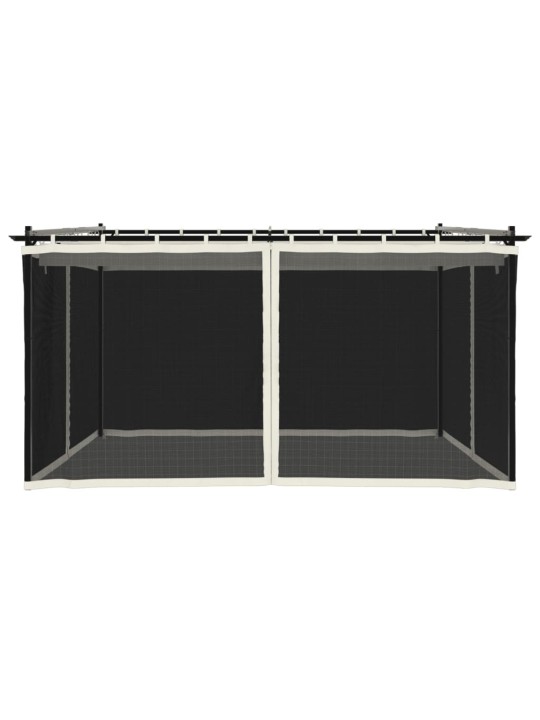 Dārza nojume ar tīkla sienām, 4x3 m, tērauds, krēmkrāsas