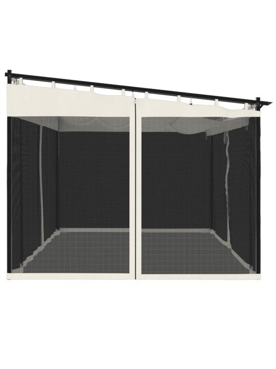 Dārza nojume ar tīkla sienām, 4x3 m, tērauds, krēmkrāsas