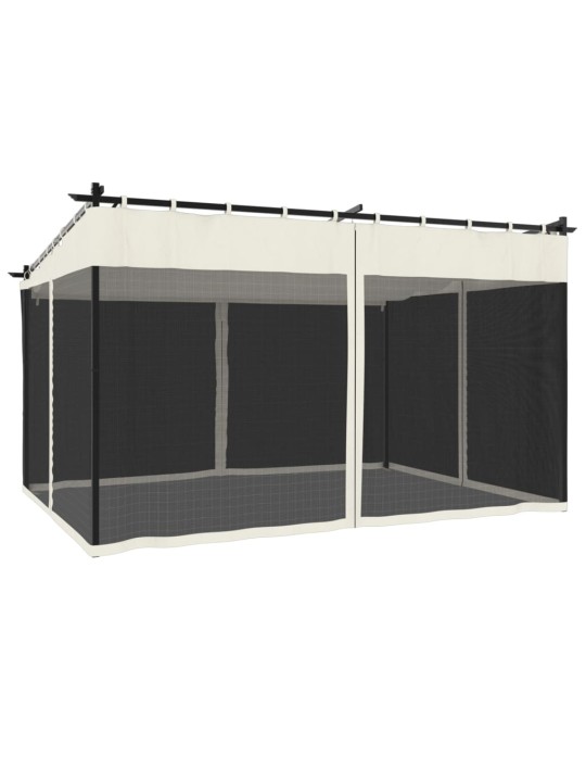 Dārza nojume ar tīkla sienām, 4x3 m, tērauds, krēmkrāsas