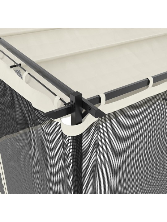 Dārza nojume ar tīkla sienām, 4x3 m, tērauds, krēmkrāsas