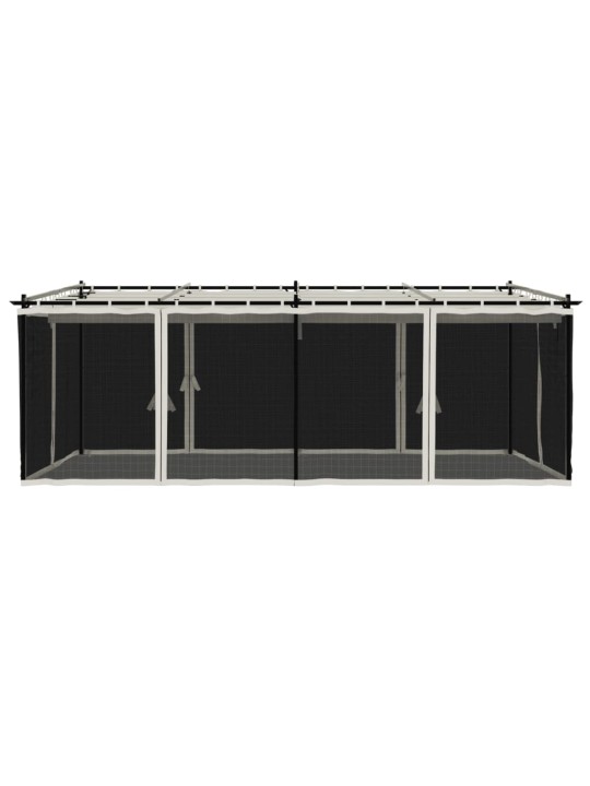 Dārza nojume ar tīkla sienām, 6x3 m, tērauds, krēmkrāsas