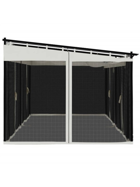 Dārza nojume ar tīkla sienām, 6x3 m, tērauds, krēmkrāsas
