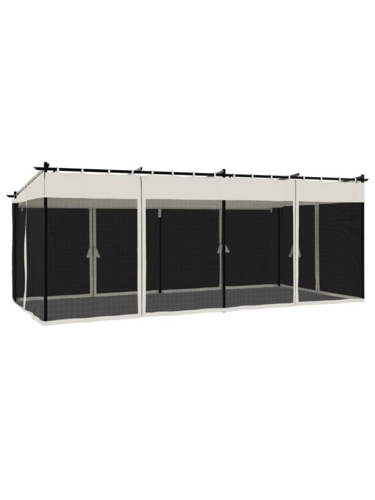 Dārza nojume ar tīkla sienām, 6x3 m, tērauds, krēmkrāsas