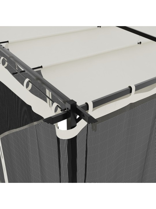 Dārza nojume ar tīkla sienām, 6x3 m, tērauds, krēmkrāsas