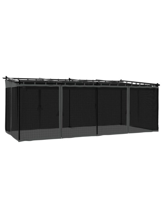 Dārza nojume ar tīkla sienām, 6x3 m, tērauds, antracītpelēka