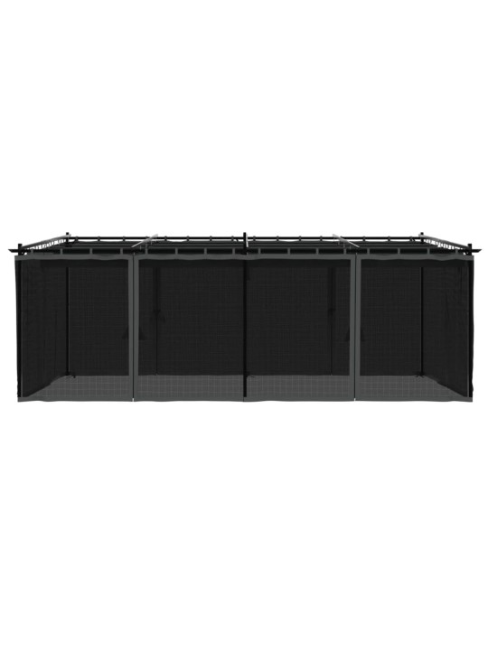 Dārza nojume ar tīkla sienām, 6x3 m, tērauds, antracītpelēka