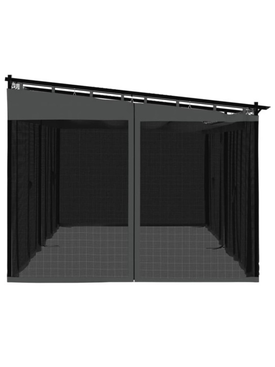 Dārza nojume ar tīkla sienām, 6x3 m, tērauds, antracītpelēka