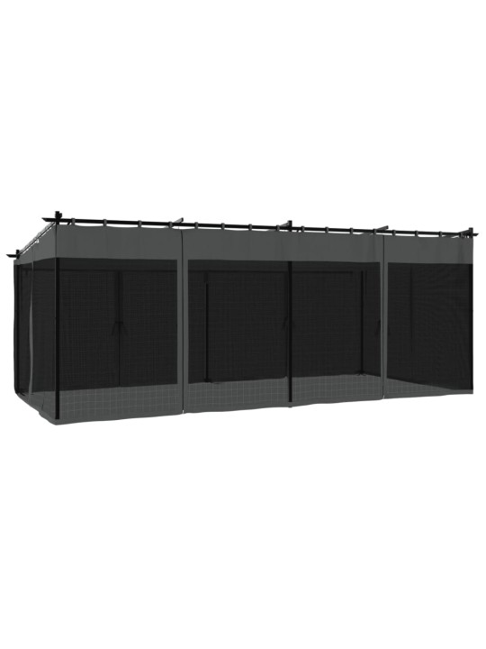 Dārza nojume ar tīkla sienām, 6x3 m, tērauds, antracītpelēka