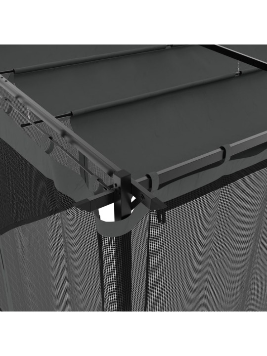 Dārza nojume ar tīkla sienām, 6x3 m, tērauds, antracītpelēka