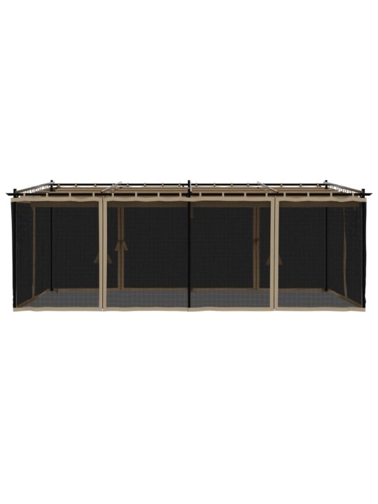 Dārza nojume ar tīkla sienām, 6x3 m, tērauds