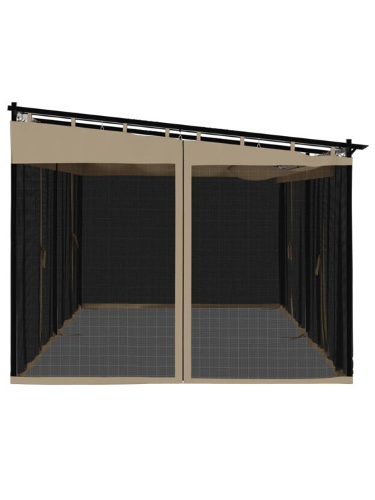 Dārza nojume ar tīkla sienām, 6x3 m, tērauds
