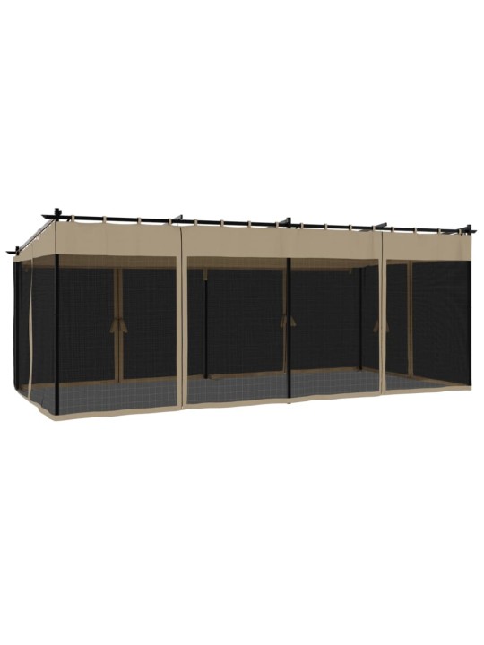 Dārza nojume ar tīkla sienām, 6x3 m, tērauds