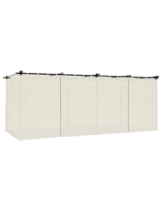 Dārza nojume ar aizkariem, 6x3 m, tērauds, krēmkrāsas
