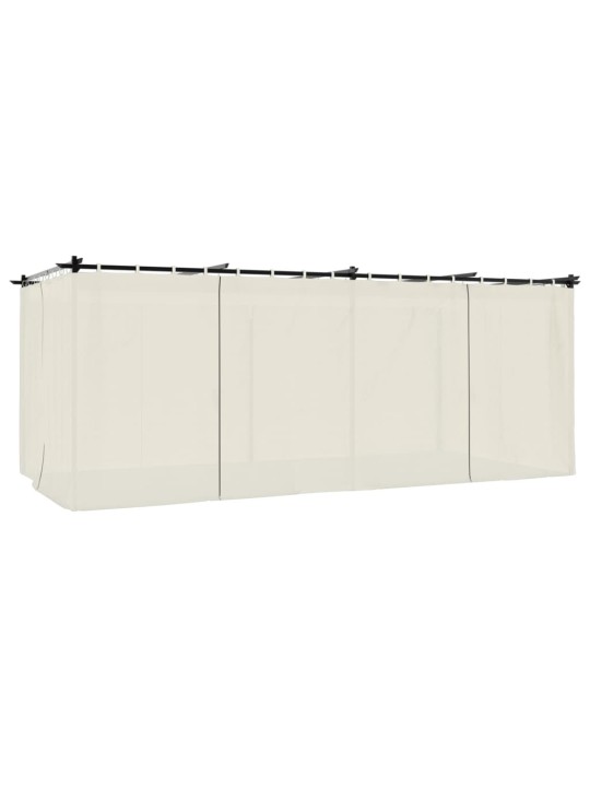 Dārza nojume ar aizkariem, 6x3 m, tērauds, krēmkrāsas
