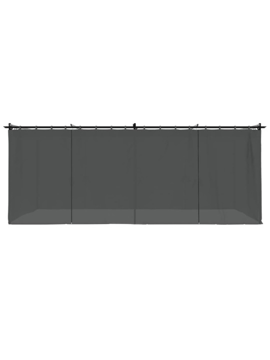 Dārza nojume ar aizkariem, 6x3 m, tērauds, antracītpelēka
