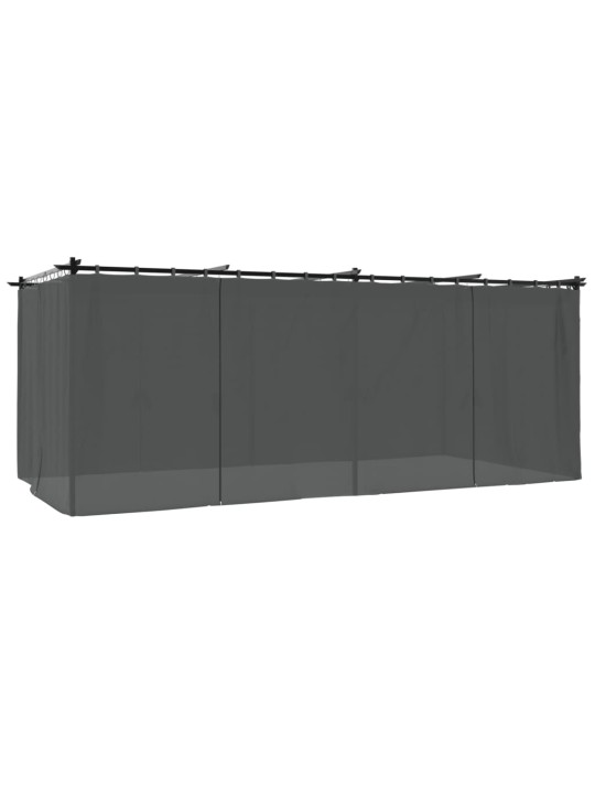 Dārza nojume ar aizkariem, 6x3 m, tērauds, antracītpelēka
