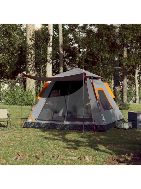 Kempinga telts 5 personām, kupola forma, pelēka, oranža