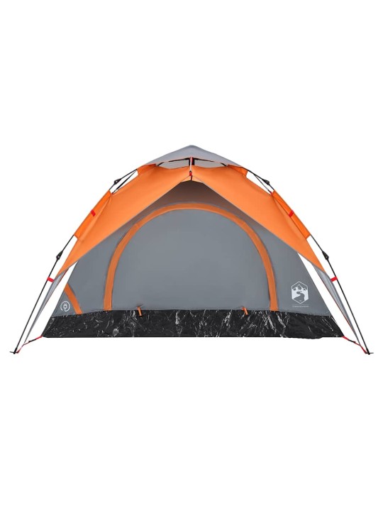 Kempinga telts 3 personām, kupola forma, pelēka, oranža